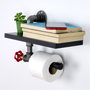 Hanah Home Portarrollos de Papel Higiénico Industrial Humorístico MDF Negro y Plata 30x14x22 cm